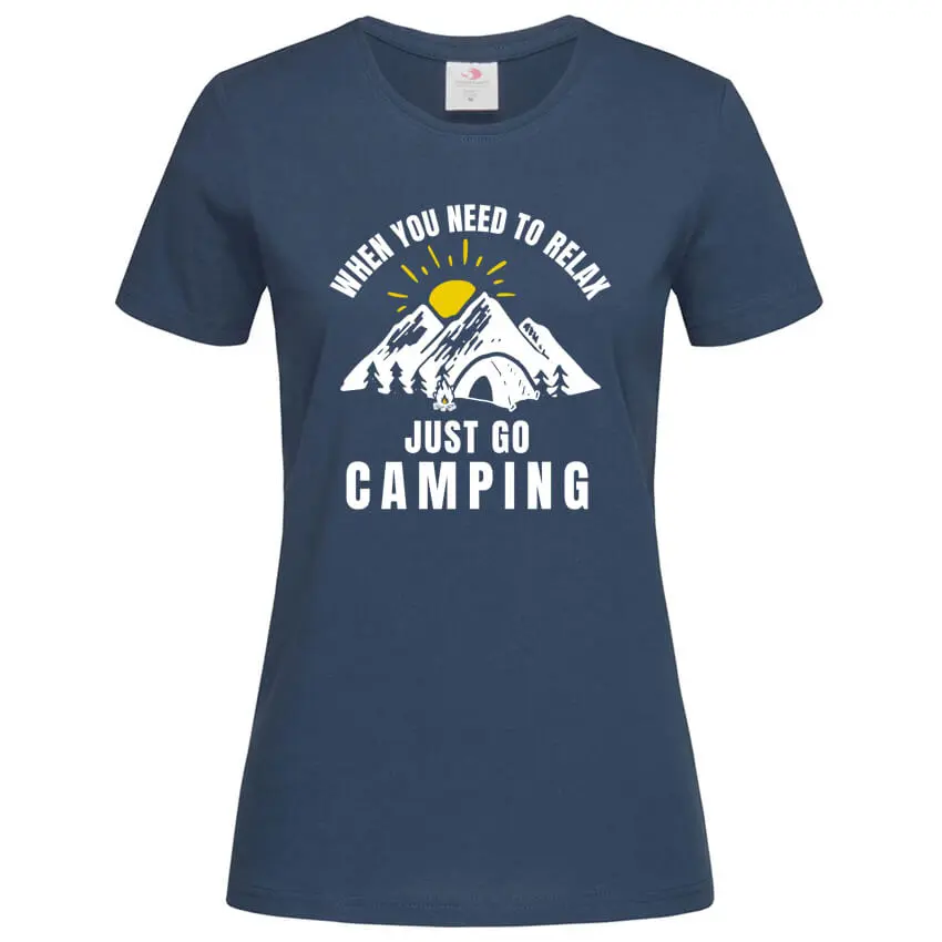 дамска тениска с щампа just go camping