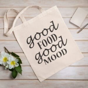 еко чанта good food good mood памучна торбичка за пазар