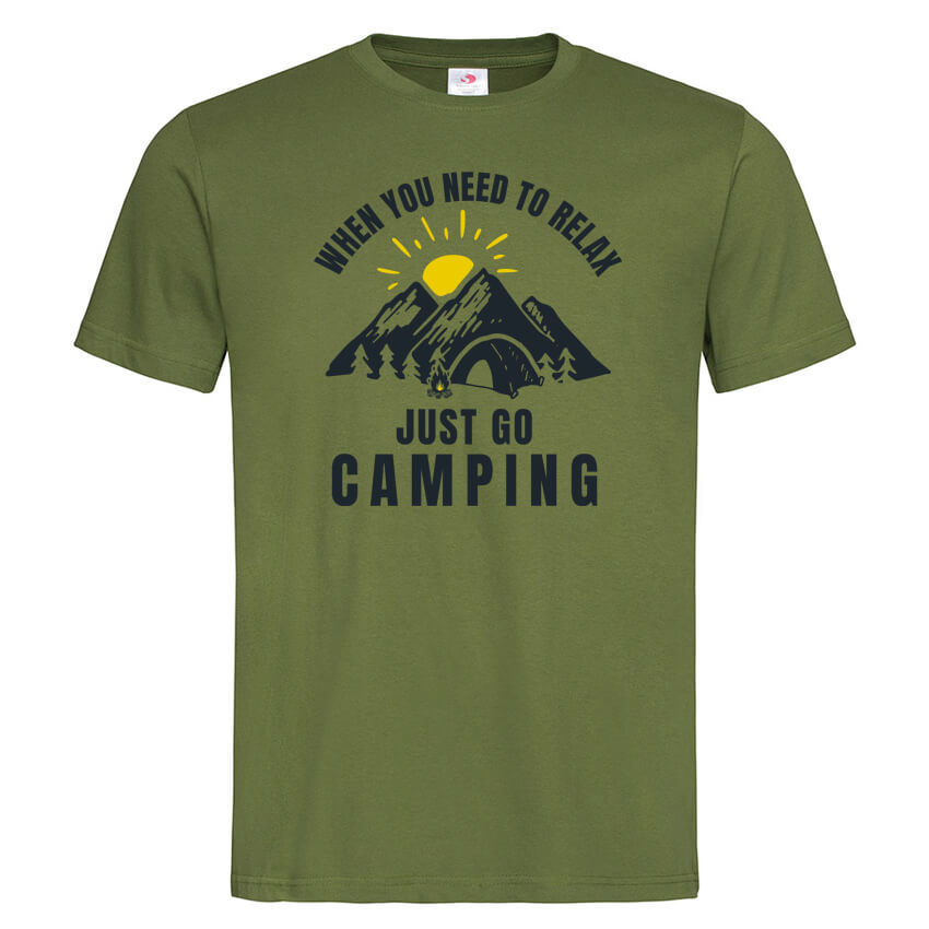 мъжка тениска с щампа just go camping