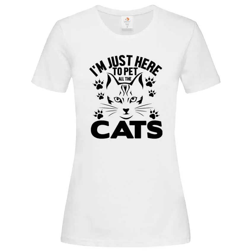 дамска тениска с щампа pet the cats