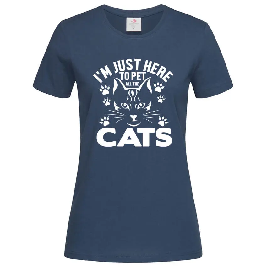 дамска тениска с щампа pet the cats