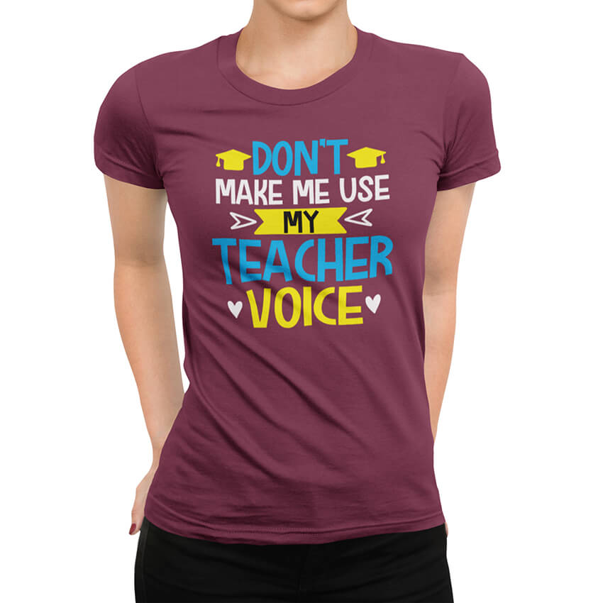 дамска тениска с надпис my teacher voice