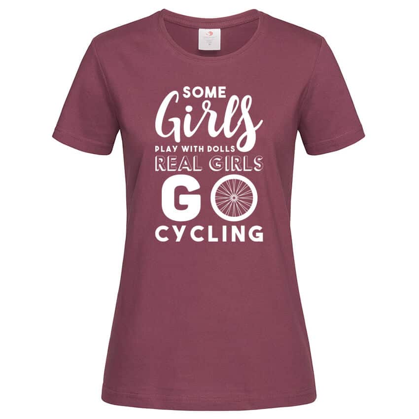 Дамска Тениска Real Girls Go Cycling (Бордо, S)