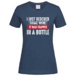 дамска тениска с надпис wine in a bottle