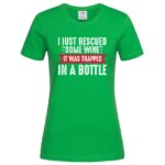 дамска тениска с надпис wine in a bottle