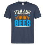 мъжка тениска с надпис fish and beer