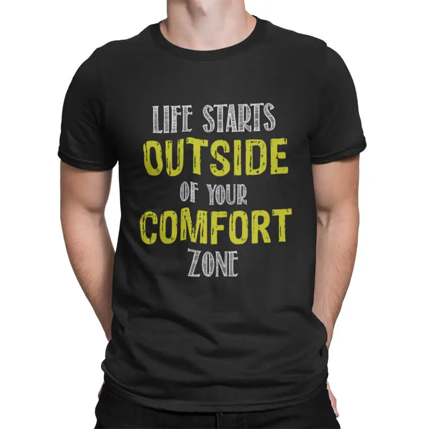 мъжка тениска с надпис otside comfort zone