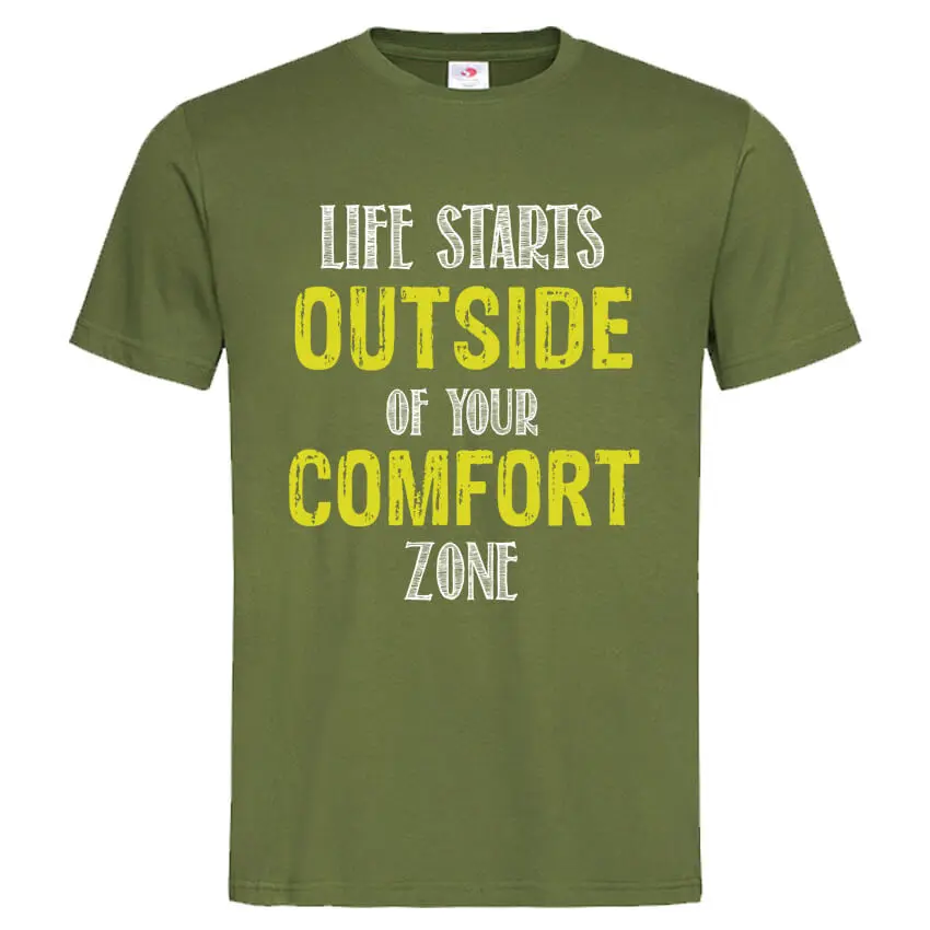 мъжка тениска с надпис otside comfort zone