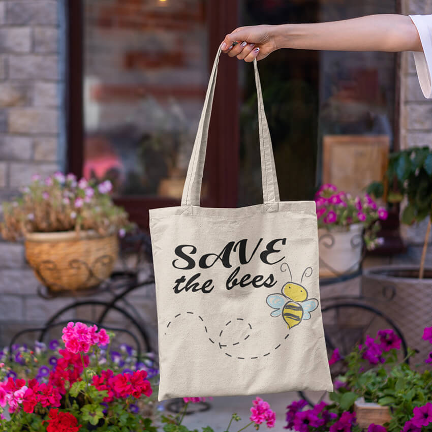 еко чанта save the bees памучна торбичка за пазар