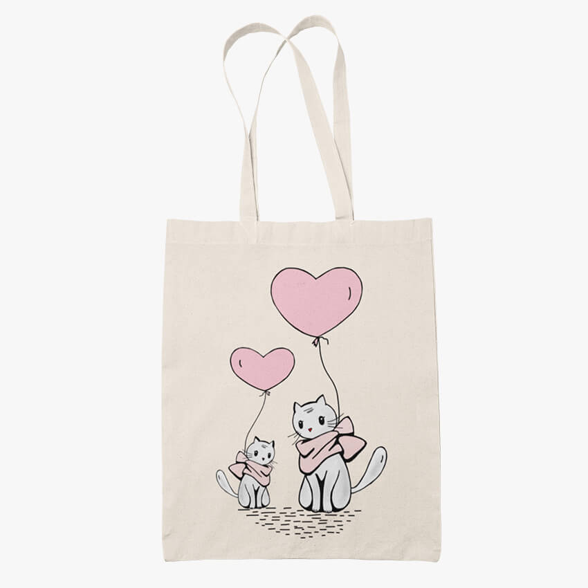 еко чанта котки с балони памучна торбичка за пазар