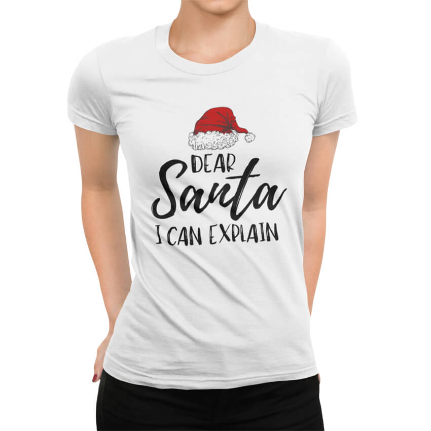 дамска тениска с надпис dear santa коледни тениски