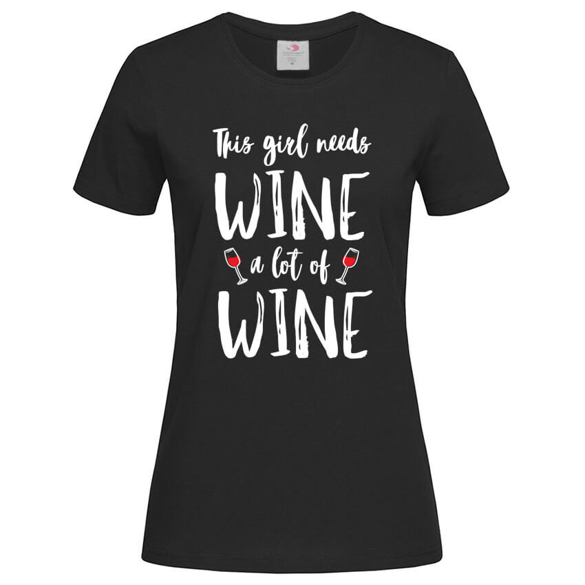 Дамска Тениска This Girl Needs Wine (Черен, L)