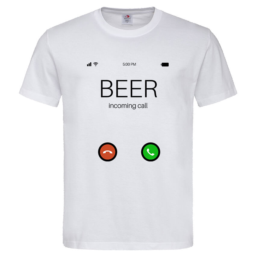 мъжка тениска с щампа the beer is calling