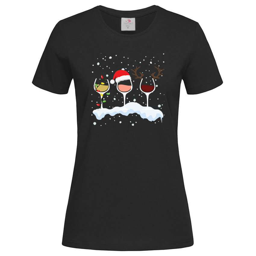 Дамска Тениска Christmas Wine (Черен, М)