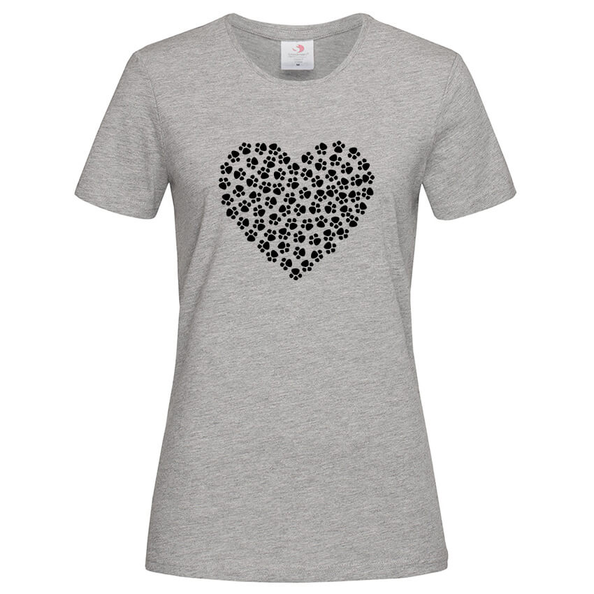 дамска тениска с щампа сърце от лапички inamood bg
