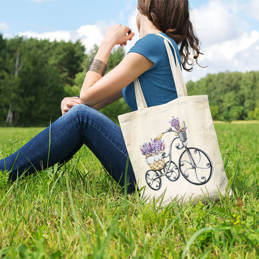 еко чанта колело с лавандула