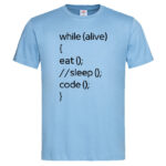мъжка тениска с надпис eat sleep code