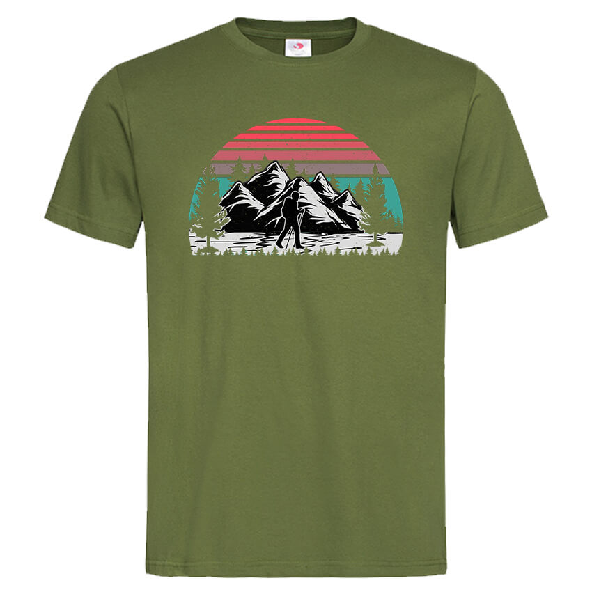 мъжка тениска с щампа hiking love тениски за планина