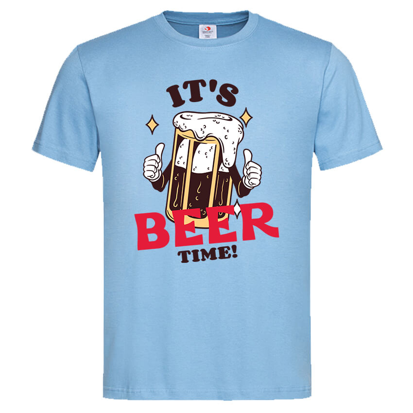 мъжка тениска с щампа beer time