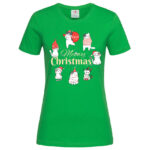 дамска тениска с коледна щампа lovely meowy christmas