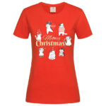 дамска тениска с коледна щампа lovely meowy christmas