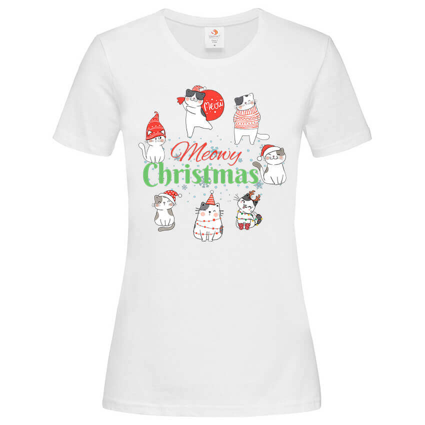 Дамска Тениска Lovely Meowy Christmas
