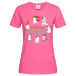 дамска тениска с коледна щампа lovely meowy christmas