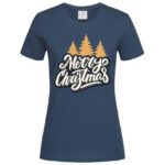 дамска коледна тениска merry christmas trees