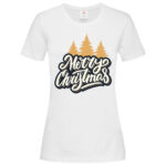 дамска коледна тениска merry christmas trees