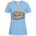 дамска коледна тениска merry christmas trees