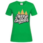дамска коледна тениска merry christmas trees