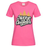 дамска коледна тениска merry christmas trees