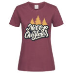 дамска коледна тениска merry christmas trees