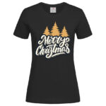 дамска коледна тениска merry christmas trees