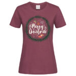 дамска тениска с щампа christmas wreath