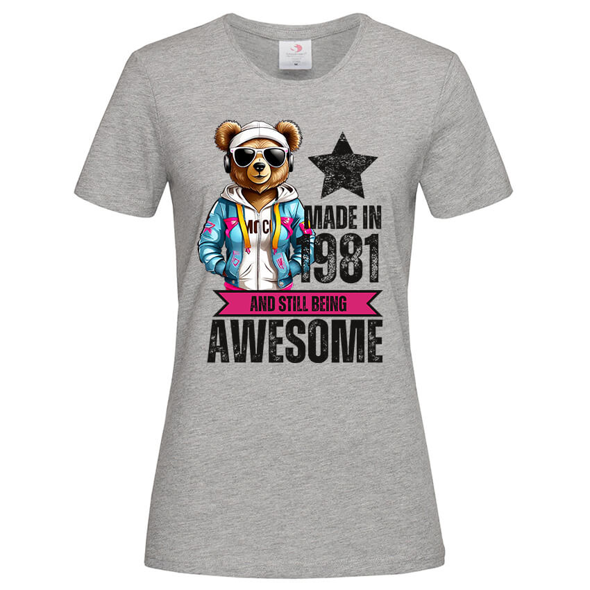 дамска тениска с щампа awesome bear