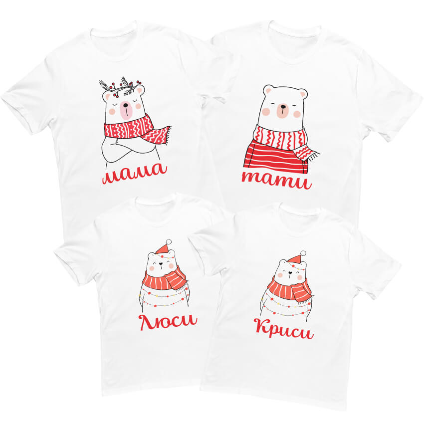 коледен комплект четири тениски семейство мечки онлайн магазин inamood bg