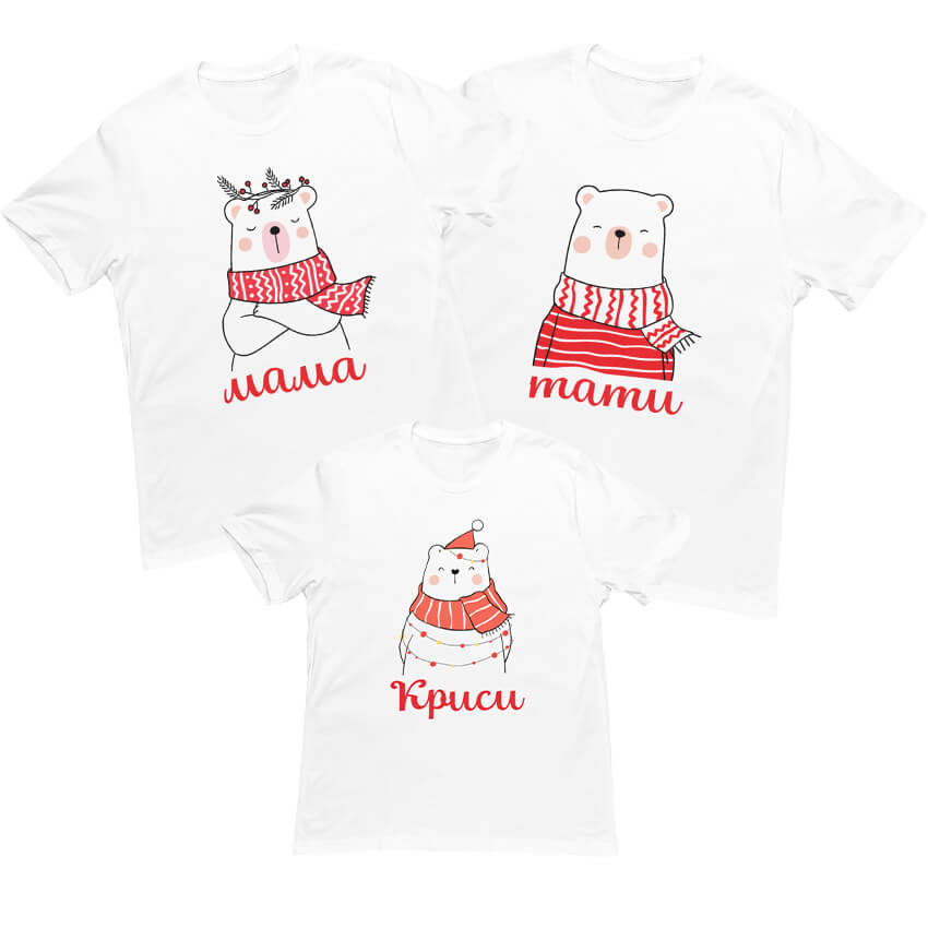 коледен комплект три тениски семейство мечки онлайн магазин inamood bg