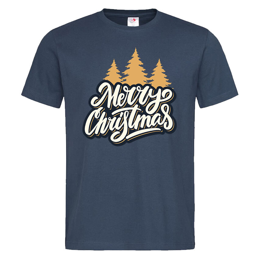 мъжка коледна тениска merry christmas trees