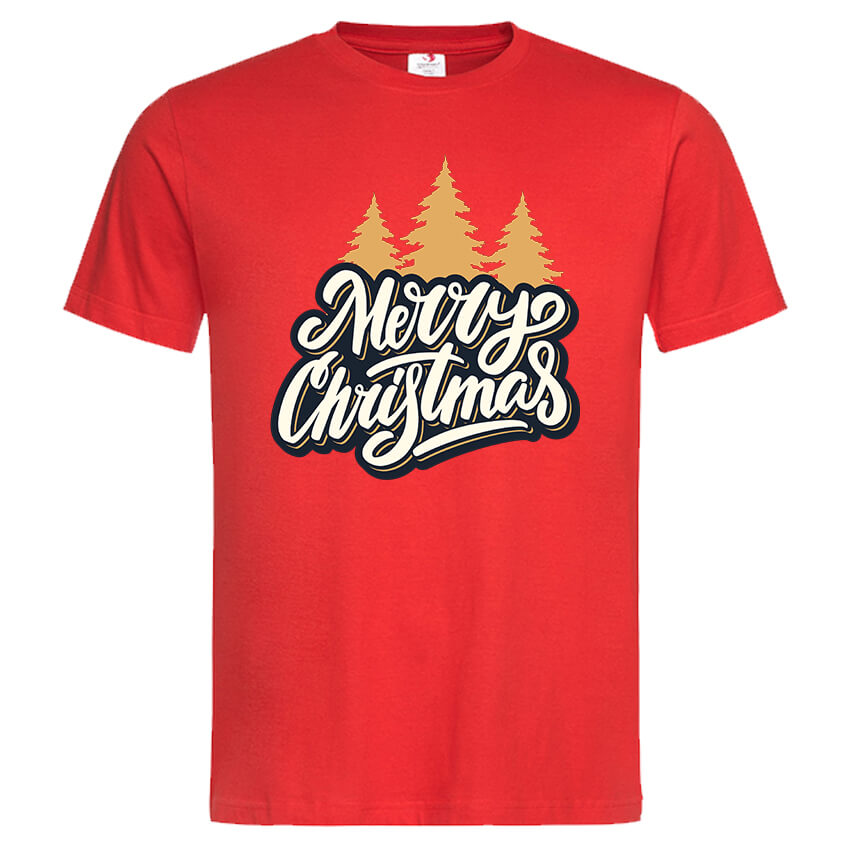 мъжка коледна тениска merry christmas trees