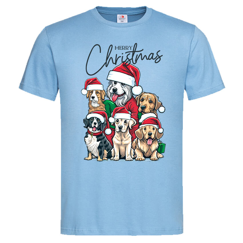 мъжка коледна тениска с щампа christmas dogs