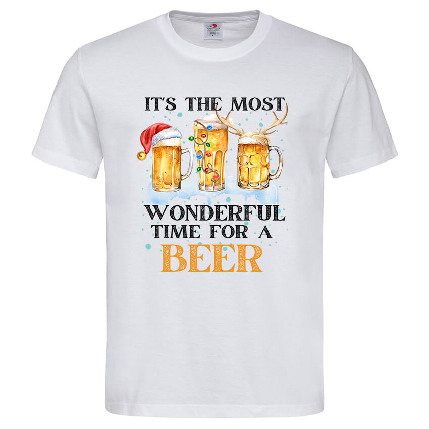 мъжка тениска с коледна щампа time for a beer от онлайн магазин inamood bg