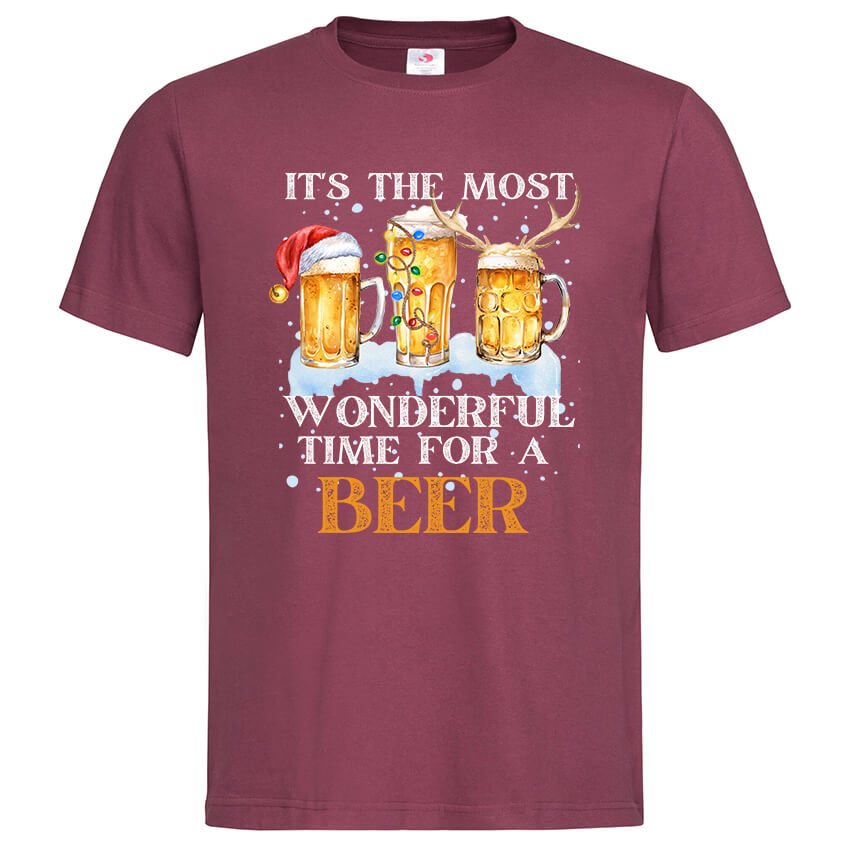 мъжка тениска с коледна щампа time for a beer от онлайн магазин inamood bg