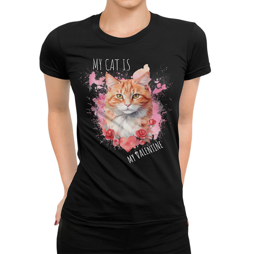 Дамска Тениска Valentine Cat