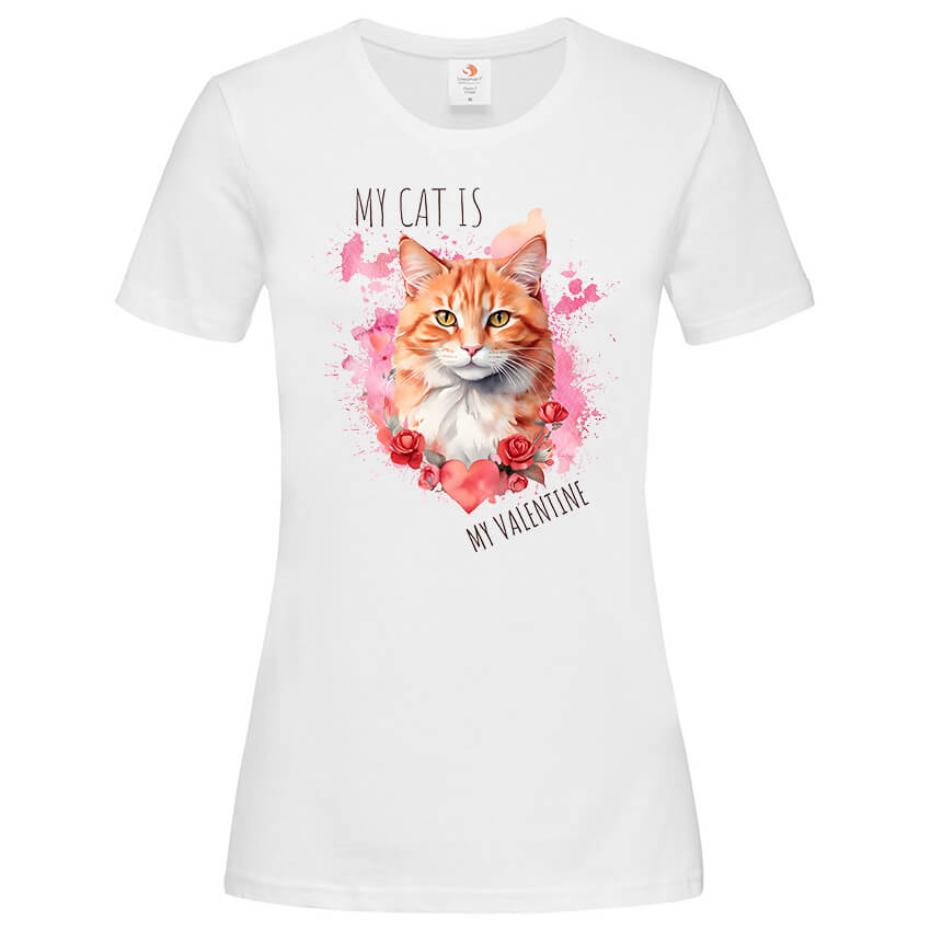 Дамска Тениска Valentine Cat