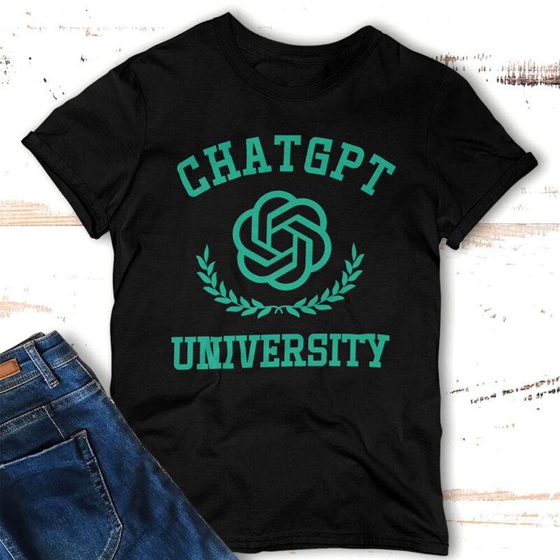 мъжка тениска с надпис chatgpt university