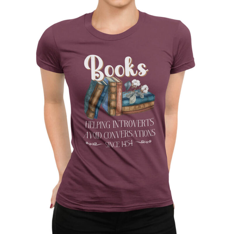 дамска тениска с щампа books helping