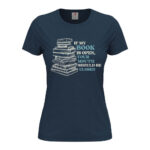 дамска тениска с щампа my book is open