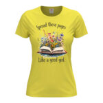 дамска тениска с надпис spread those pages