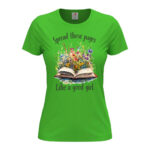 дамска тениска с надпис spread those pages